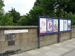 Railway advertising on the bridge over the tracks