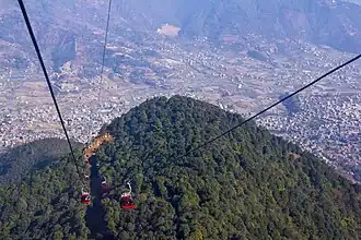 Cable car from the valley to the hill