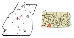 Location of Somerset in Somerset County, Pennsylvania