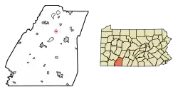 Location of Stoystown in Somerset County, Pennsylvania.