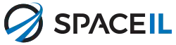 A black outline of a circle cut through by two blue lines passing around it appears alongside a print of the words "Space" in black and "IL" in blue