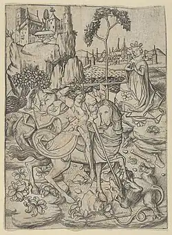 Master E. S., St George, from the series The Apostles
