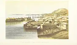 Ordnance Island (left) and St. George's Town as seen from Barrack Hill in 1857