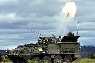 An American M1129 mortar carrier