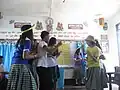 Students showcasing their talents during a routine performance