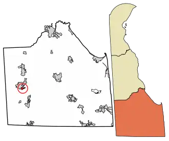 Location of Blades in Sussex County, Delaware.