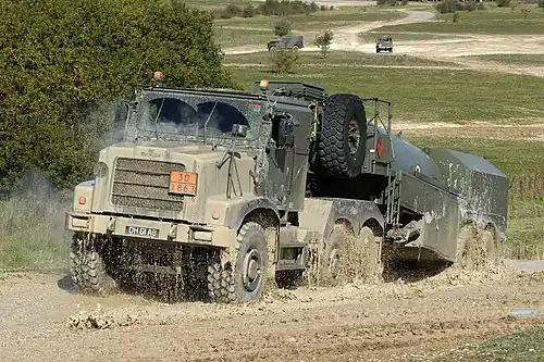In 2003 the UK became the first export customer for the MTVR, ordering 218 CSTs (fuel); 82 TARs (shown here) and 48 CSTs (water)