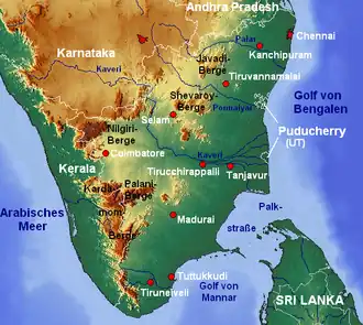 Map showing the river