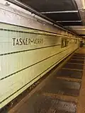 The mezzanine level of Tasker–Morris station, facing Morris Street.