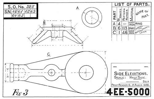 Technical drawing, 1891