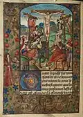 f. 98v Longinus pierces Christ