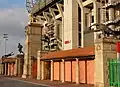 Gold lion and other statues at Twickenham Stadium