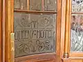 Queen's Hotel glass etching