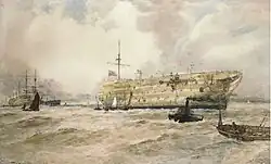 The Royal Albert hulk in the Hamoaze, 1890. Thomas Bush Hardy