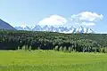The peaks as seen from the Yellowhead Highway and Skeena River