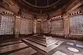 Interior of the mausoleum, the cenotaph made of marble in ground