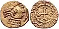 Gold Thrymsa c. 620–645 AD from the Crondall hoard in Hampshire