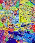 Tjasa Iris, Tropical Landscape, acryl on jute, 130 x 90 cm, 2013 - 2023