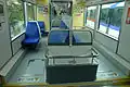 Seating over the train bogies