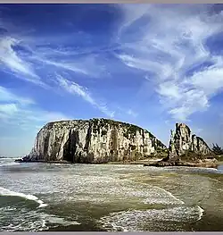 The "towers" of Praia da Guarita, one of the city's most distinctive landmarks