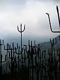 Tridents (trishula) brought as offerings to Guna Devi, near Dharamsala, Himachal Pradesh, India[35]