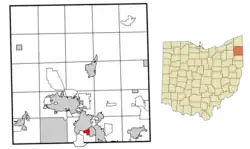 Location of Hilltop in Trumbull County, Ohio