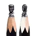 Graphite busts of Presidents Trump and Putin