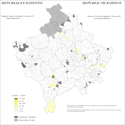 Distribution of Turks in Kosovo by settlements