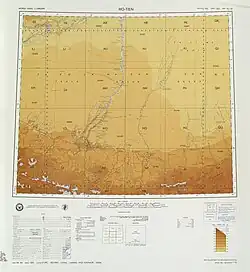 Map including Karakax (labeled as MO-YÜ (KARAKASH)) and surrounding region (USATC, 1971)[b]