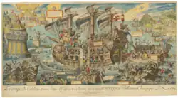 Typus Religionis is a large allegorical painting that depicts a galleon ship as a representation of faith. It was used as evidence in a trial Jesuits during their expulsion from France.