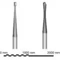 The head and neck of the attack (left) and observation periscopes seen side by side.