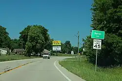 Sign for the village of Banner, Illinois on U.S. Route 24.
