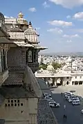 A fusion of the Rajasthani and Mughal architectural styles.