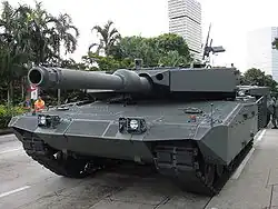 The Leopard 2SG is fitted with AMAP for greater all-around protection, but doesn't feature the full frontal armour kit
