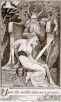 Upon The Middle Chest Sat A Woman. Illustration for James Branch Cabell's Jurgen, A Comedy of Justice (1921)