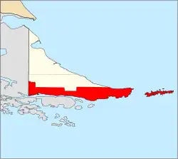 Location of Ushuaia Department within Tierra del Fuego Province