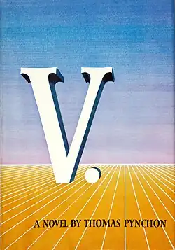 Dust jacket cover of the 1963 novel V. by Thomas Pynchon