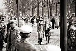 Image 26Students on Helsinki's Esplanadi wearing their caps on Vappu (from Culture of Finland)