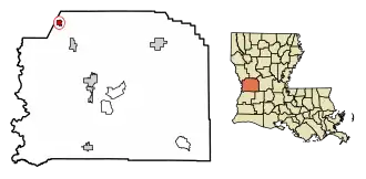 Location of Hornbeck in Vernon Parish, Louisiana.