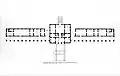 Plan of the Villa Emo. The main house is in the center, flanked by the barchesse (drain by Ottavio Bertotti Scamozzi, 1781)