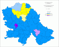 Language map of Vojvodina by municipalities, 2011