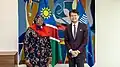 Nandi-Ndaitwah meeting with WIPO Director General Daren Tang in 2022. The two discussed IP's role in helping drive economic, youth music industry, women innovators, and social development under the "Namibia Vision 2030" plan.