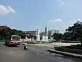 The end of the road where it joints with Chak Phet Road at the foot of the Memorial Bridge