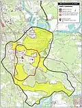 Map of battlefield core and study areas.