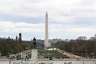 Image 842009 view from the United States Capitol facing west, over the Grant Memorial and Capitol Reflecting Pool in the foreground, and across the National Mall towards the Washington Monument (from National Mall)