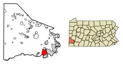 Location of Deemston in Washington County, Pennsylvania.
