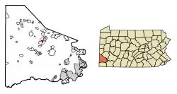 Location of Houston in Washington County, Pennsylvania.