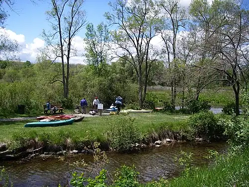 Canoe and kayak launch site for Shiawassee River at WaterWorks Park