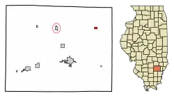 Location of Mount Erie in Wayne County, Illinois.