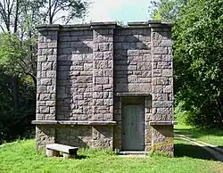 A weir in Sleepy Hollow. The weir chambers were used to empty the aqueduct for maintenance by diverting the waters to a nearby waterway. The line could be emptied in two hours.[21]